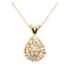 Image 1 : 14KT Yellow Gold 0.50 ctw Diamond Teardrop Shaped Pendant with 14KT Rose Gold Chain