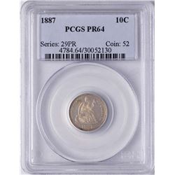 1887 Proof Seated Liberty Dime Coin PCGS PR64