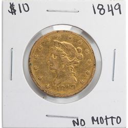 1849 No Motto $10 Liberty Head Eagle Gold Coin