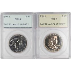 Lot of 1960-1961 Proof Franklin Half Dollar Coins PCGS PR64 Old Green Rattlers
