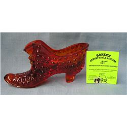 Vintage art glass Victorian shoe