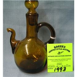 Antique hand blown glass pitcher with stopper