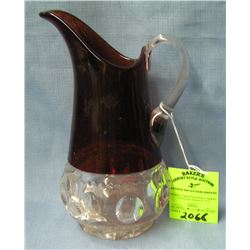 Antique cranberry to clear pitcher
