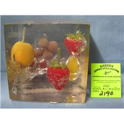 Fruit decorated Lucite paperweight