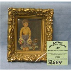 Early miniature Dutch print in gold frame