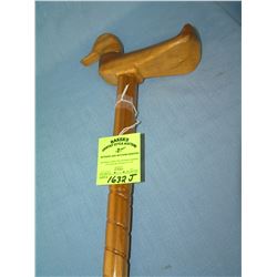 Hand carved duck shaped walking stick