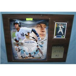 Derek Jeter photo and baseball card wall plaque