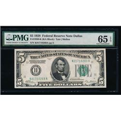 1928 $5 Dallas Federal Reserve Note PMG 65EPQ