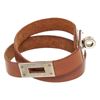 Hermes Brown Leather Palladium Plated Kelly Choker Necklace