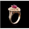 Image 3 : 1.48 ctw Rubellite and Diamond Ring - 14KT Rose Gold