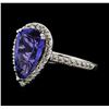 3.45 ctw Tanzanite and Diamond Ring - 14KT White Gold