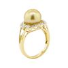 Image 4 : Pearl and Diamond Ring - 18KT Yellow Gold