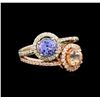 Image 1 : 14KT Two-Tone Gold 1.04 ctw Tanzanite, Morganite and Diamond Ring