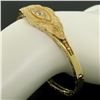 Image 5 : Hand Made 14k Yellow Gold 3 Old Mine Cut Diamond Open Bangle Bracelet