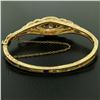 Image 7 : Hand Made 14k Yellow Gold 3 Old Mine Cut Diamond Open Bangle Bracelet