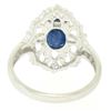 Image 4 : Solid Platinum 1.22 ctw Oval Deep Blue Sapphire Solitaire Open Filigree Style Ri