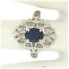 Image 7 : Solid Platinum 1.22 ctw Oval Deep Blue Sapphire Solitaire Open Filigree Style Ri