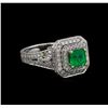 Image 1 : 14KT White Gold 0.83 ctw Emerald and Diamond Ring