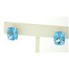 Image 2 : 14k White Gold Cushion Cut Natural Blue Topaz Solitaire  Stud Earrings