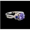 14KT White Gold 1.92 ctw Tanzanite, Sapphire and Diamond Ring