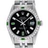 Rolex Mens Stainless Steel Black Baguette Diamond 36MM Datejust Wristwatch