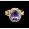 Image 2 : 14KT Yellow Gold 3.02 ctw Tanzanite and Diamond Ring