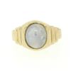 Image 1 : 14K Yellow Gold 3.50 ctw Oval Bezel Set Star Sapphire Grooved Step Ring