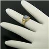 Image 9 : 14K Yellow Gold 3.50 ctw Oval Bezel Set Star Sapphire Grooved Step Ring