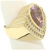 Image 4 : 14k Yellow Gold Bezel Pear Morganite & Diamond Channels 8.05 ctw Large Ring