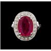 Image 2 : GIA Cert 4.07 ctw Ruby and Diamond Ring - 14KT White Gold