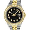 Image 1 : Rolex Mens 2 Tone 18K Black 1.9 ctw Diamond Datejust Wristwatch With Rolex Box