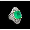 6.42 ctw Emerald and Diamond Ring - 18KT White Gold