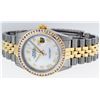 Image 5 : Rolex Mens 2 Tone 14K MOP Princess Cut Datejust Wristwatch With Rolex Box