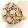 Image 2 : 14k Yellow Gold 2.25 ctw Large Beaded Round & Oval Opal Open Work Cocktail Ring