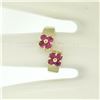 Image 5 : 14K Yellow Gold 0.60 ctw Dual 4 Blood Red Ruby Cluster Bypass Ring