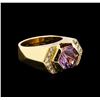 Image 1 : 3.00 ctw Amethyst and Diamond Ring - 14KT Yellow Gold