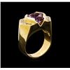 Image 4 : 3.00 ctw Amethyst and Diamond Ring - 14KT Yellow Gold