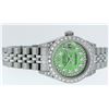 Image 3 : Rolex Ladies Stainless Steel Quickset Green Diamond Lugs Jubilee Datejust Wristw