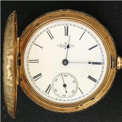 100% Working Elgin Grade 101 6s 11j Pocket Watch 14K Gold Engraved Dueber Case