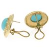 Image 6 : 14k Yellow Gold Round Bezel Set Turquoise Button Earrings