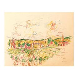 Wayne Ensrud  Meursault, Burgundy  Pencil Original Artwork; Hand Signed; COA