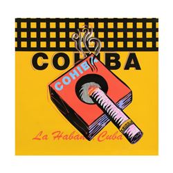 Steve Kaufman (1960-2010), "Cohiba" One-of-a-Kind Mixed Media on Canvas, Hand Signed Inverso with Ce