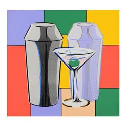 Steve Kaufman (1960-2010),  Martini  Hand Embellished Limited Edition Hand Pulled Silkscreen on Canv