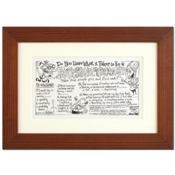 Bizarro, "Professional Cartoonist" is a Framed Original Pen & Ink Drawing by Dan Piraro, Hand Signed