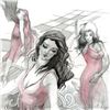 Image 2 : Lena Sotskova, "Little Ruby Dress" Mixed Media Original Painting, Hand Signed and with COA.