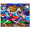 Image 1 : Romero Britto "New Love Blossoms" Hand Signed Giclee on Canvas; Authenticated