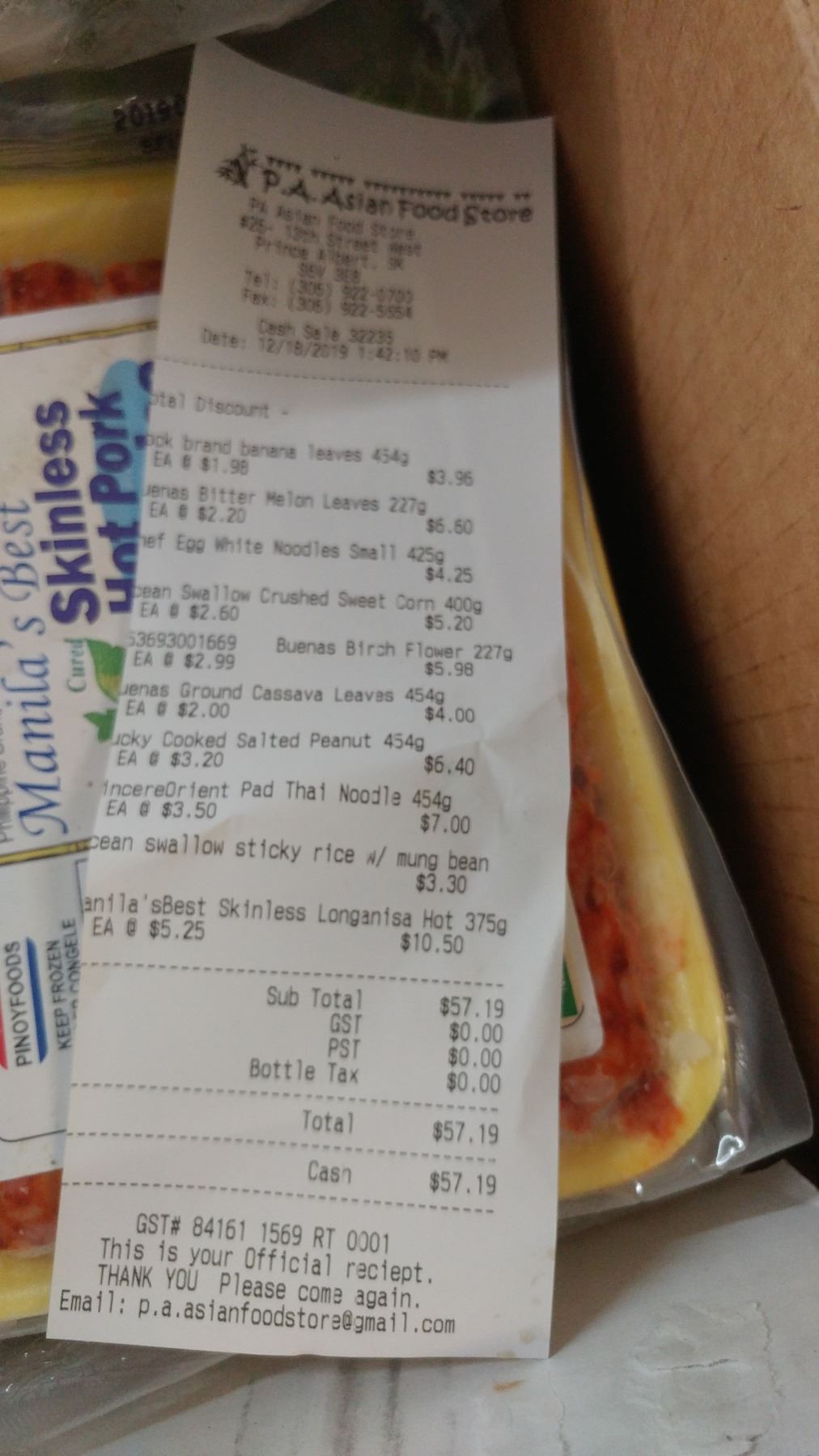 Lot of frozen foods (see receipt for full detail)