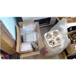Lot of takeout trays, drink trays