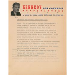 John F. Kennedy 1946 Congressional Campaign Lot of (3) Dave Powers Documents