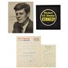 Image 1 : John F. Kennedy Inscribed Photograph and (2) Handwritten Manuscripts as U.S. Senator, (1) Re-elect U